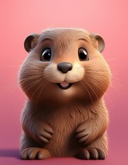 Niedlicher Biber, rosa Hintergrund