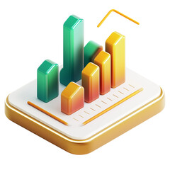 3D Isometric Bar Graph Chart Showing Business Growth and Financial Success, Transparent Background, Ai Generative Images
