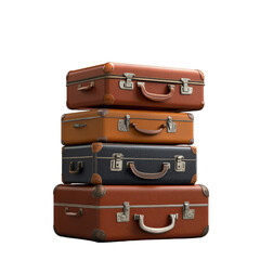 Stacked Vintage Luggage Pieces Perfect for Travel, Adventure, and Nostalgia in Retro Style
