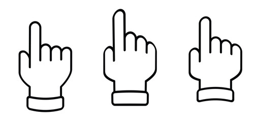 Hand cursor, click, touch here button. Pointing hand to door bell, trigger switch. Finger pressing, pushing or pointing. Hand push or pressed the button. Fingerprint, gesture scanning.