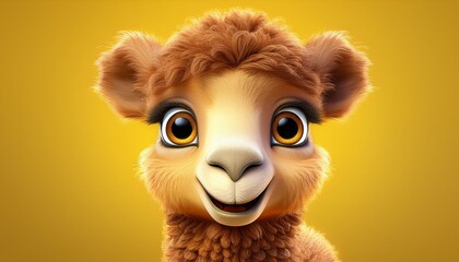 Niedliches Kamel, gelber Hintergrund