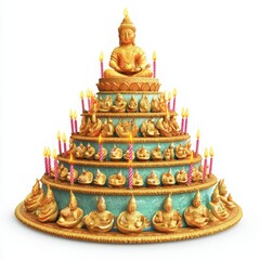 Golden Buddha Cake Dessert Display With Candles