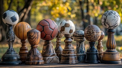 Sports Trophies - Glorious sports trophy moments during awards ceremonies, perfect for achievement, competition, and victory designs.