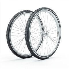 Naklejka premium Bicycle wheels suitable for various cycling activities situated on a plain background