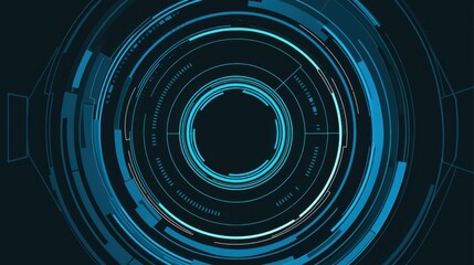Fototapeta premium Abstract minimalist composition with concentric circles on Blue background. Featuring white space in the center for text, ideal for design templates and modern banners.