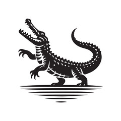 Fototapeta premium Crocodile black silhouette vector illustration