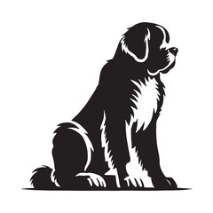 Premium Saint Bernard silhouette with strong lines and bold edges - Saint Bernard illustration - minimal Saint Bernard vector - dog silhouette
