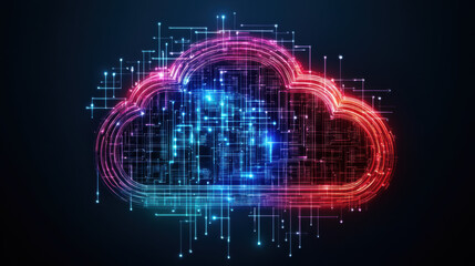 Obraz premium Digital cloud, A detailed 3D illustration of a DNA strand showcasing high fidelity and intricate design elements.