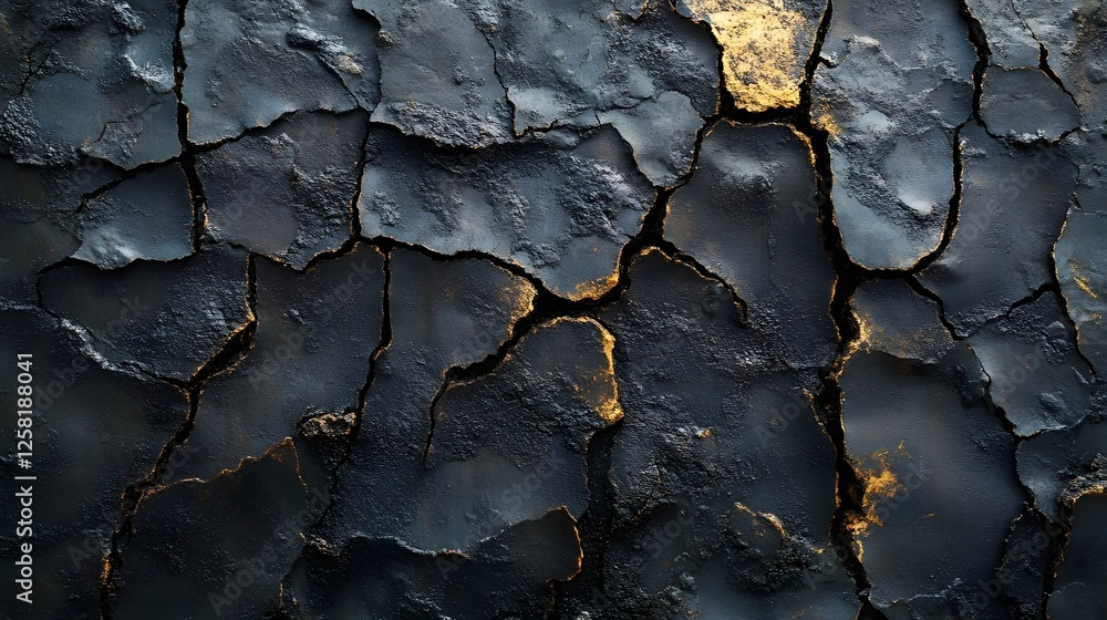 Aufkleber dark, cracked surface with gold accents. abstract texture background image. elegant and dramatic. ma