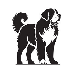 Well-defined Saint Bernard silhouette with a sophisticated aesthetic - Saint Bernard illustration - minimal Saint Bernard vector - dog silhouette
