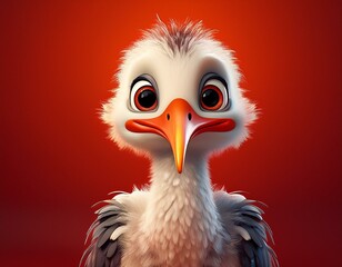 Niedlicher Storch, roter Hintergrund