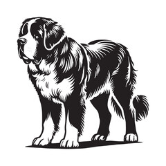 Iconic and well-crafted Saint Bernard silhouette with defined curves - Saint Bernard illustration - minimal Saint Bernard vector - dog silhouette
