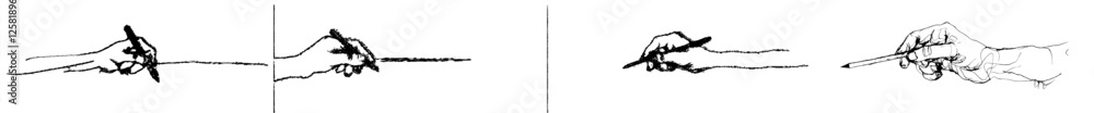 Poster line art representation of a hand drawn with a continuous line using a pen; line art illustration of