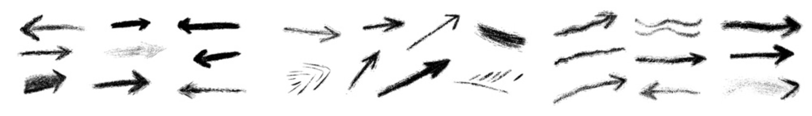 A collection of hand-drawn arrows on a clear background