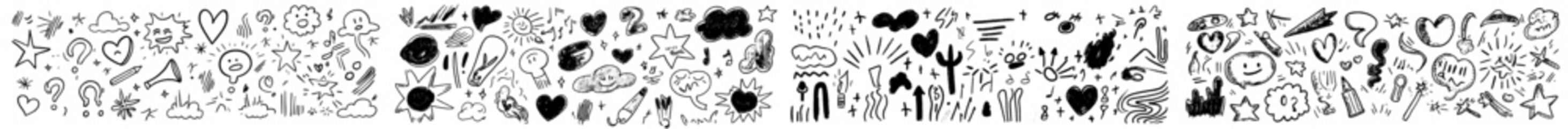 Fototapeta premium Set of anime emotion effects with hand-drawn texture, fur lines, and modern line movement