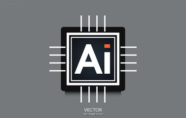 AI technology icon logo vector. Artificial intelligence and Machine learning technology concept. Vector illustration