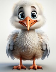 Obraz premium Niedlicher kleiner Storch, weißer Hintergrund