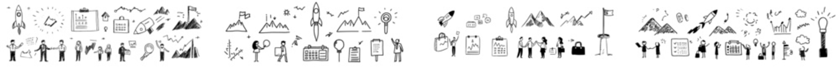 Hand-drawn doodle business, money icon set