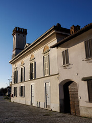 Fototapeta premium Gaggiano, historic town along the Naviglio Grande, Milan, Italy