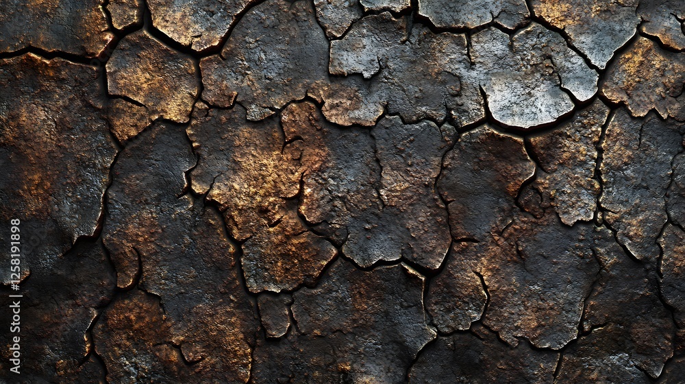 Poster abstract background of cracked dark earth. deep brown and black tones. rough texture. macro texture 