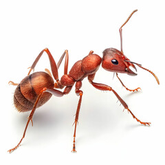 red fire ant on white background