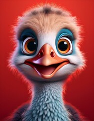 Vogel Strau&szlig;, roter Hintergrund