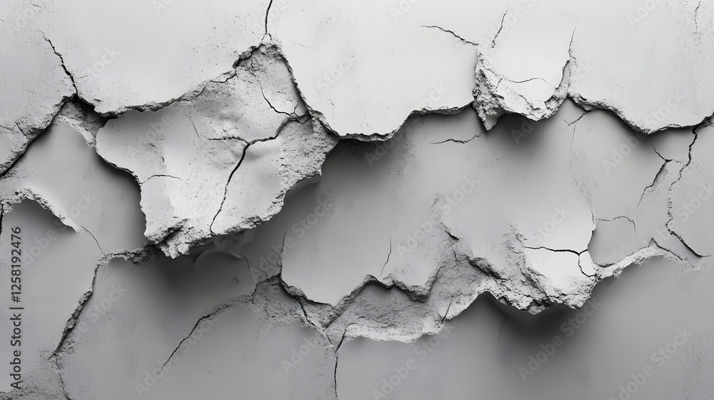 Aufkleber Abstract close-up of a cracked gray surface. The texture is rough and dry, creating an artistic and aesthetic image. Macro Texture Backgrounds. Cracked Gray Surface: Abstract Texture Photography