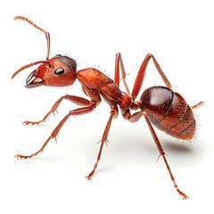 red fire ant on white background