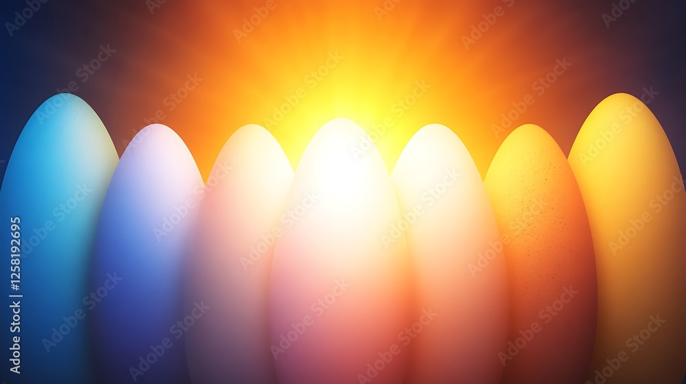 Aufkleber radiant gradient ovoid forms aligning beneath gleaming light source a colorful visual spectrum art