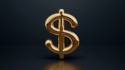 financial benefits income solutions concept. Gold dollar sign on dark background, symbolizing wealth and finance.