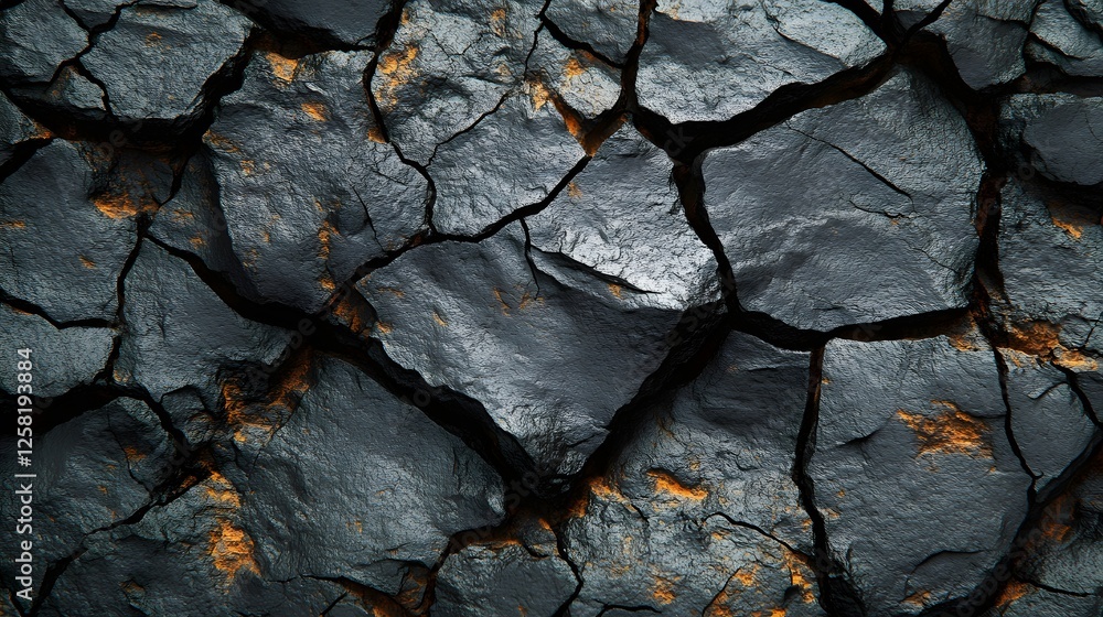 Poster close-up of a dark cracked rock surface. a textured background. macro texture backgrounds. dark crac