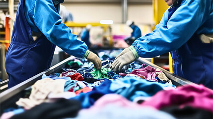 Perfect for corporate ESG reports, sustainability marketing, and eco-friendly manufacturing presentations on textile waste and circular econom.