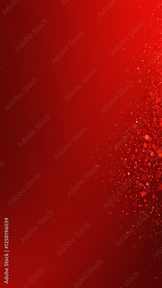 Poster a vibrant red background with scattered bokeh particles, creating a festive atmosphere