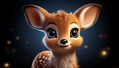 Niedliches Rehkitz, dunkler Hintergrund