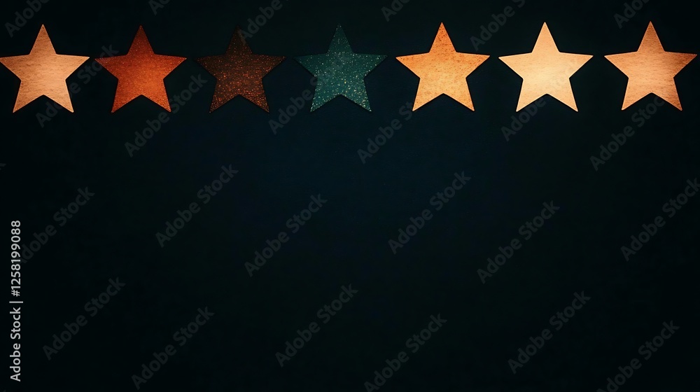 Poster row of stars with colorful texture on dark background decorative and festive abstract design
