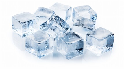 Cut Ice Cubes Isolated on White Background