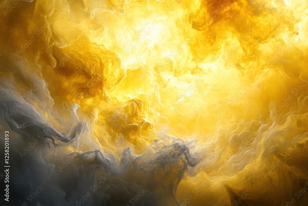 Aufkleber Swirling yellow and gray clouds create a mesmerizing view of Venuss dense atmosphere under glowing sunlight. Generative AI