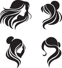  Stylish Woman Hair Vector Icons for Beauty and Salon