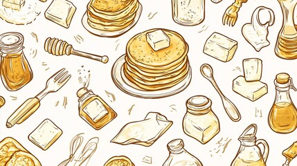 Hand Drawn Breakfast Doodle Art