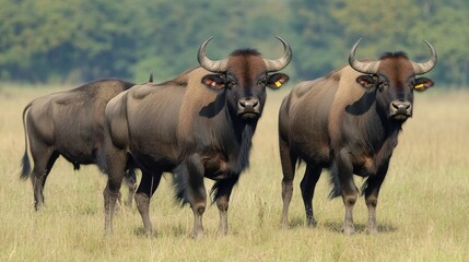 Majestic Gaur Trio in the Wild