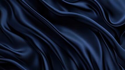 Fototapeta premium Luxurious dark blue silk fabric with elegant folds and drapes.