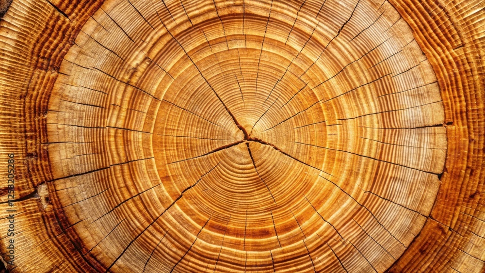 Aufkleber detailed close-up of a tree trunk's cross-section, revealing the intricate pattern of growth rings a