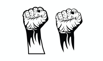 Fisted hands vector set isolated on white background