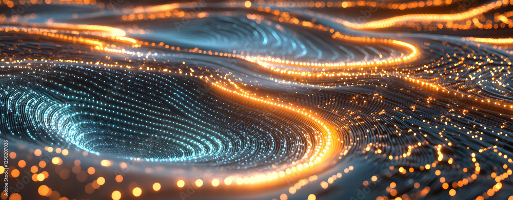 Aufkleber abstract digital landscape of flowing light and data streams