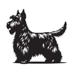 Iconic Scottish Terrier silhouette emphasizing its charming shape - Scottish Terrier illustration - minimal Scottish Terrier vector - dog silhouette
