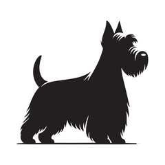 Stylish Scottish Terrier silhouette showcasing the breed’s charm - Scottish Terrier illustration - minimal Scottish Terrier vector - dog silhouette
