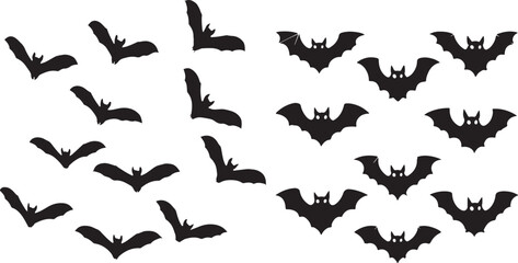 silhouette bat on transparent background, halloween bat, vector design and white background