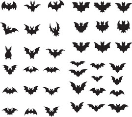 silhouette bat on transparent background, halloween bat, vector design and white background