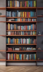 Colorful bookshelf with multiple business options banners , career, productivity, organization