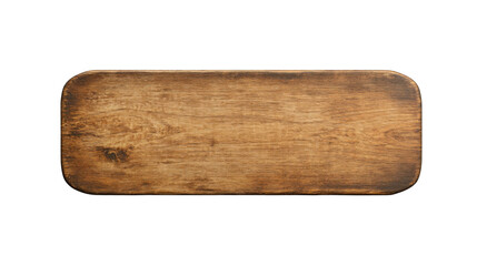 Empty wooden sign board with rounded corners on transparent background